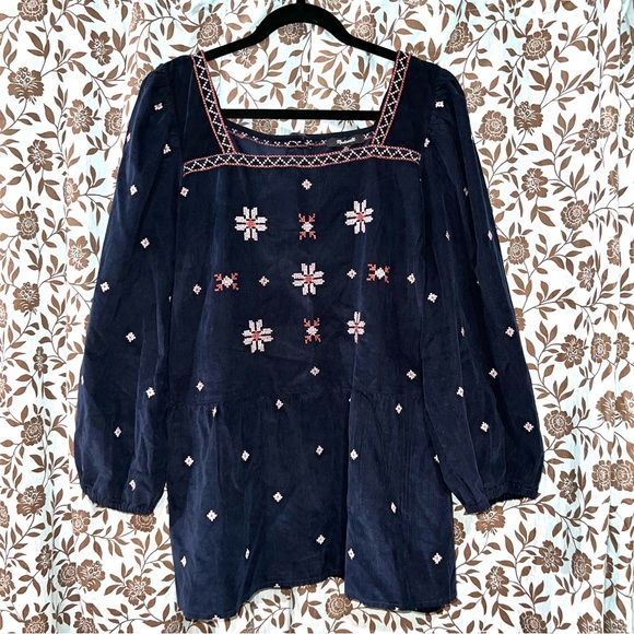 NWT Madewell Embroidered Corduroy Button Back Peplum Top Size 2XL - Picture 1 of 6